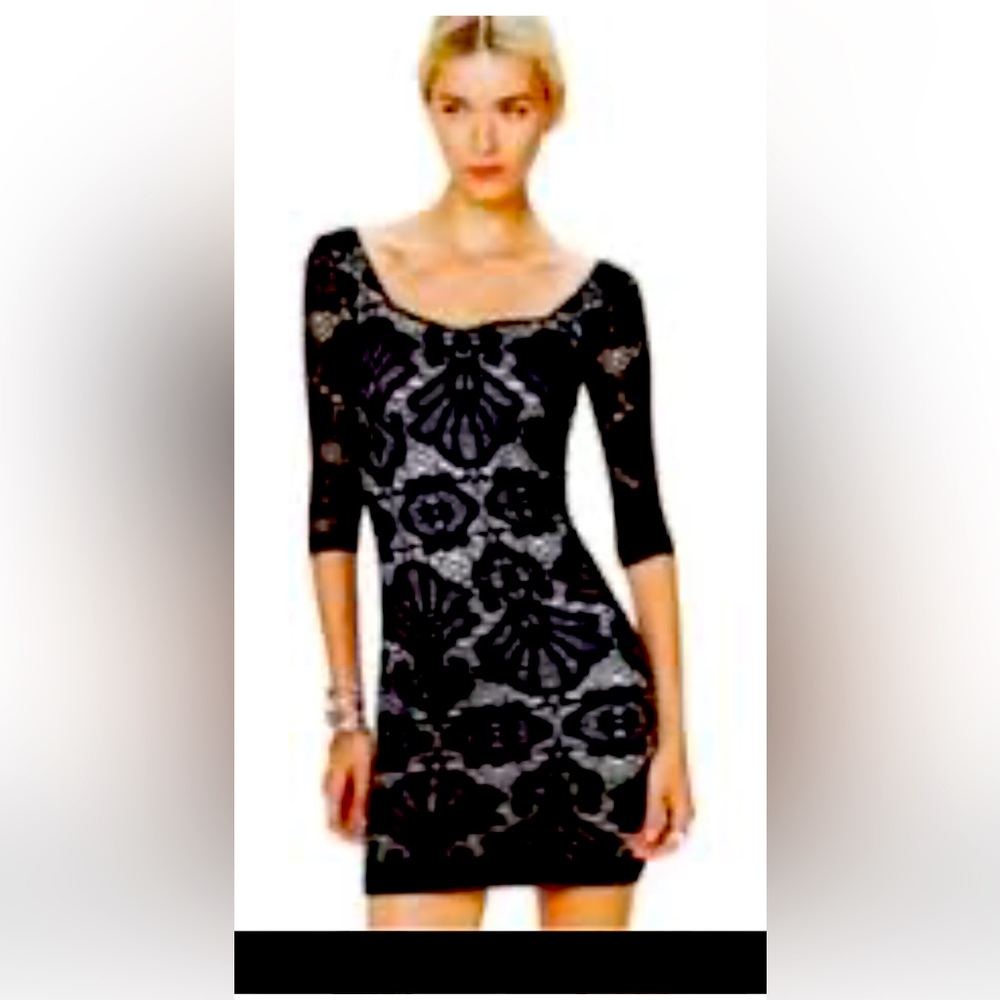 Free People Intimately Black Stretch Lace BodyCon Dress